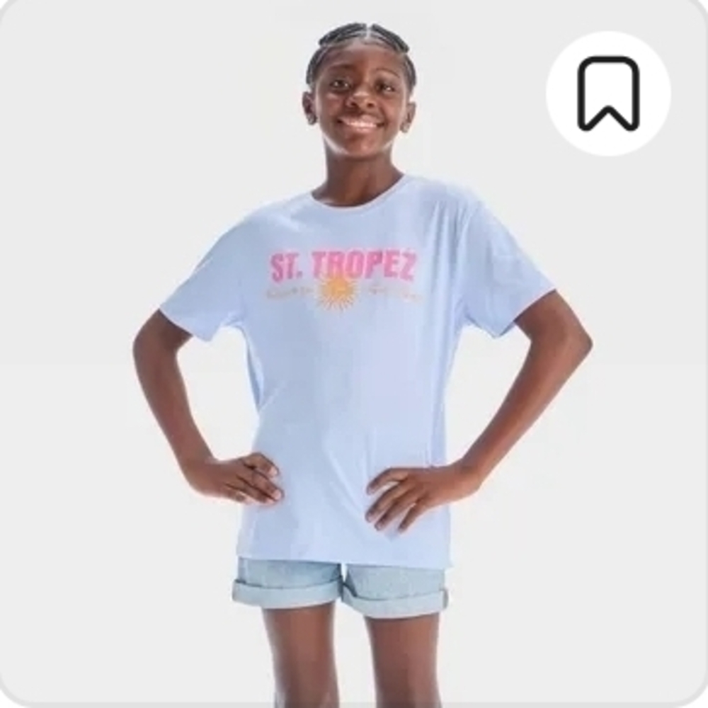 St. Tropez Kids Sky Blue Tee with Pink Logo